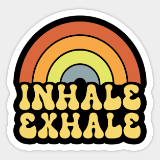 Retro Rainbow Inhale Exhale - Positivity Quote Sticker